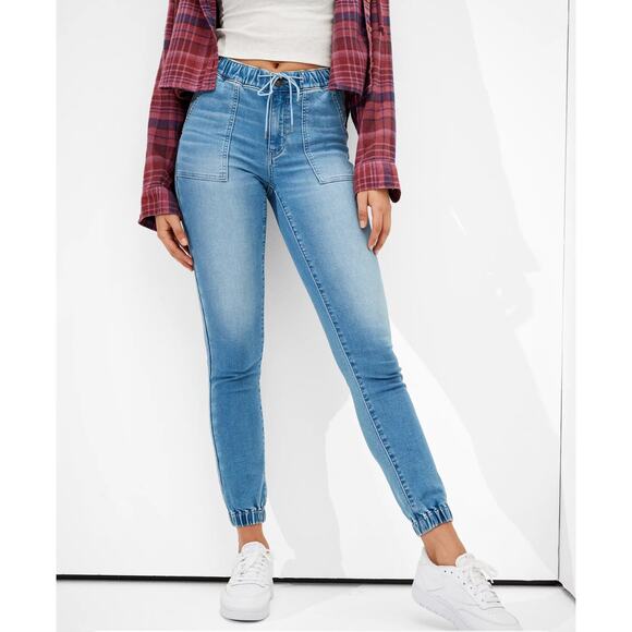 American Eagle 12 Long Cozy Next Level Stretch Jogger Jegging Blue Super Soft - Picture 1 of 12